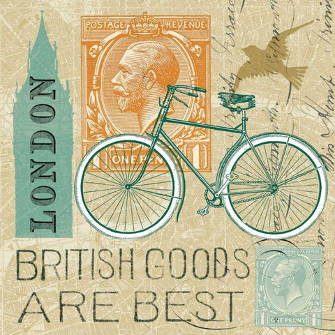 Postcard from London Collage Gold Ornate Wood Framed Art Print with Double Matting by Schlabach, Sue