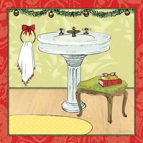 Soak Awhile - Holiday Sink Black Ornate Wood Framed Art Print with Double Matting by Schlabach, Sue