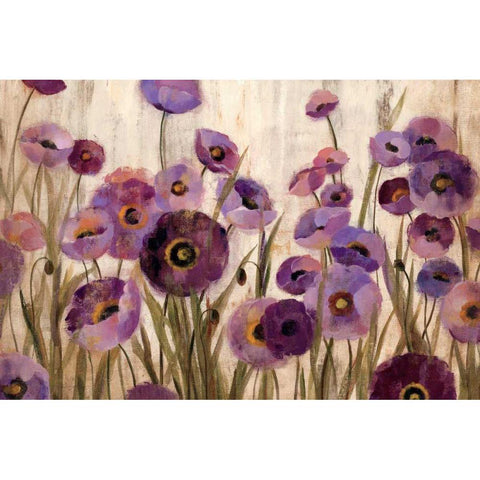 Pink and Purple Flowers White Modern Wood Framed Art Print by Vassileva, Silvia