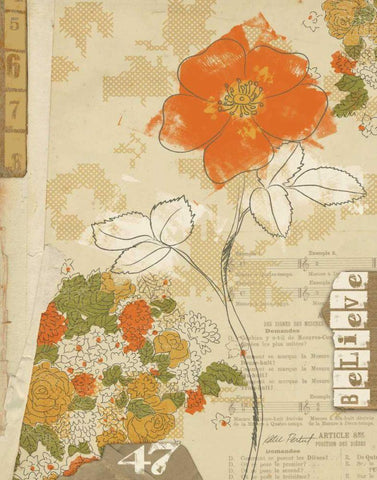 Collaged Botanicals I Black Ornate Wood Framed Art Print with Double Matting by Pertiet, Katie