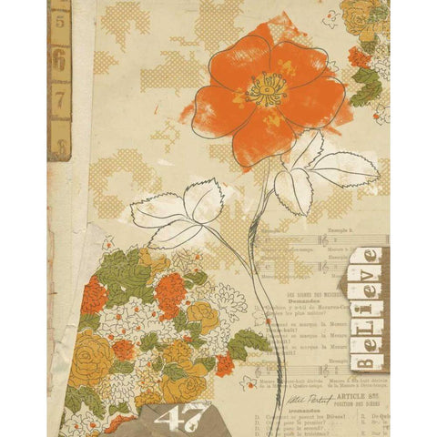 Collaged Botanicals I Gold Ornate Wood Framed Art Print with Double Matting by Pertiet, Katie