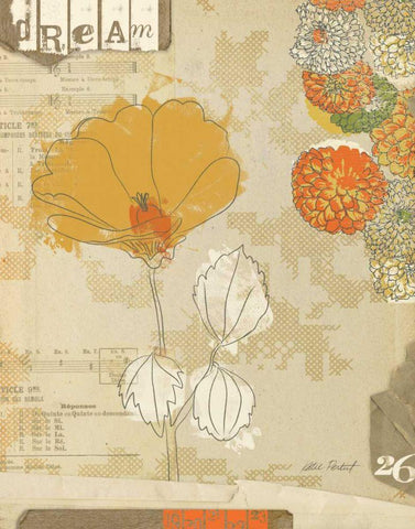 Collaged Botanicals II Black Ornate Wood Framed Art Print with Double Matting by Pertiet, Katie