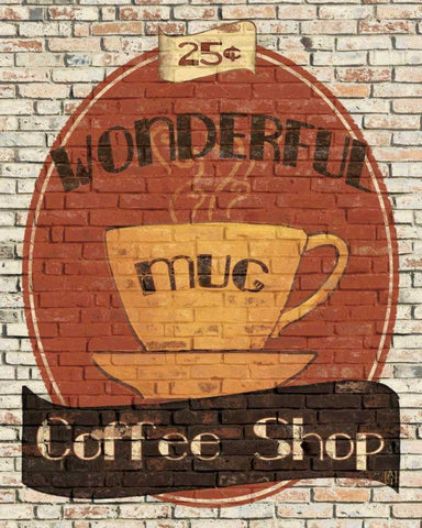 Wonderful Coffee Shop White Modern Wood Framed Art Print with Double Matting by Tillmon, Avery