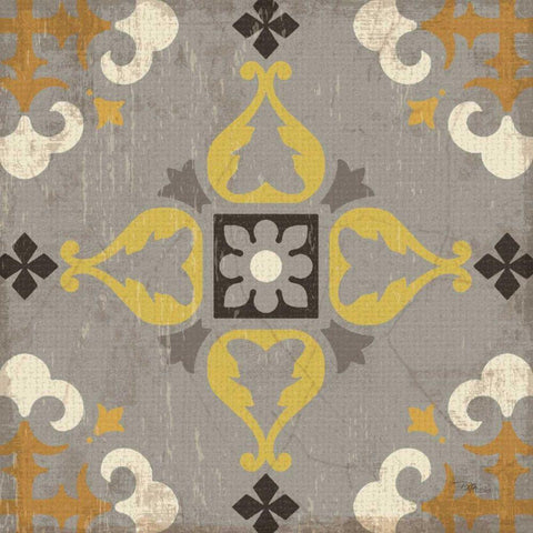 Golden Glow Square VIII Black Ornate Wood Framed Art Print with Double Matting by Pela Studio