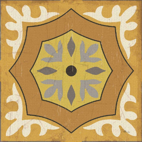 Golden Glow Square XII White Modern Wood Framed Art Print with Double Matting by Pela Studio