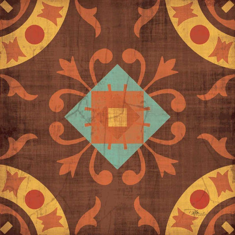 From India Square III Black Ornate Wood Framed Art Print with Double Matting by Pela Studio