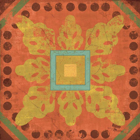 From India Square XII Black Ornate Wood Framed Art Print with Double Matting by Pela Studio