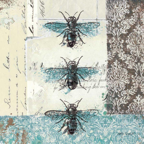 Bees n Butterflies No. I Black Modern Wood Framed Art Print with Double Matting by Pertiet, Katie