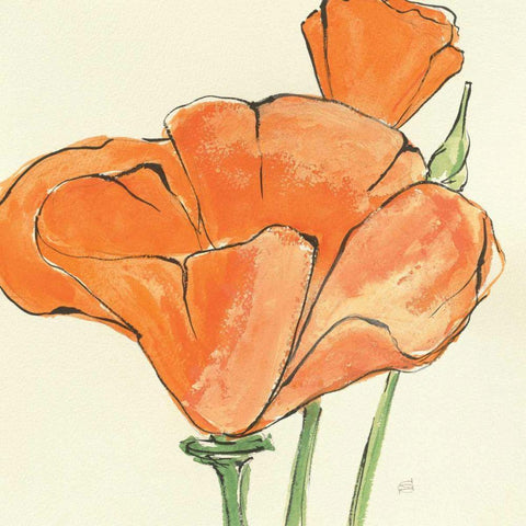 Sunshine Poppy IV White Modern Wood Framed Art Print by Paschke, Chris