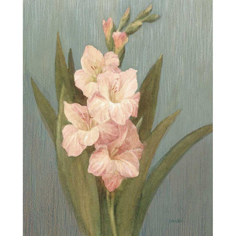 August Gladiola Black Modern Wood Framed Art Print with Double Matting by Nai, Danhui
