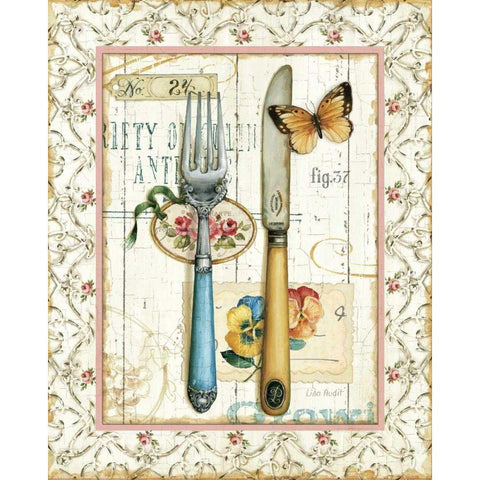 Rose Garden Utensils I White Modern Wood Framed Art Print by Audit, Lisa