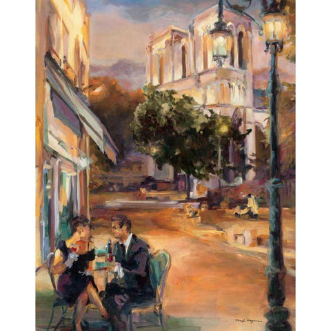 Twilight Time in Paris Black Modern Wood Framed Art Print with Double Matting by Hageman, Marilyn
