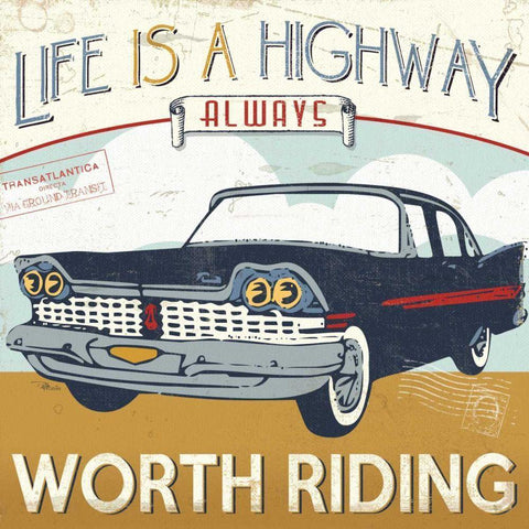 Lets Travel III Black Modern Wood Framed Art Print with Double Matting by Pela Studio