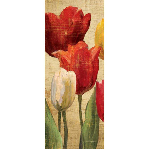 Tulip Fantasy on Cream II Black Modern Wood Framed Art Print with Double Matting by Hageman, Marilyn