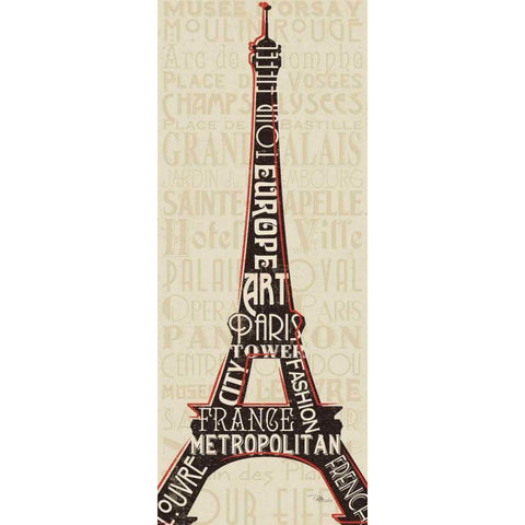 Paris City Words I White Modern Wood Framed Art Print by Pela Studio