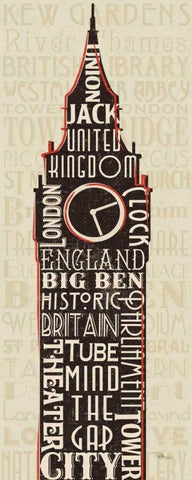 London City Words II Black Ornate Wood Framed Art Print with Double Matting by Pela Studio
