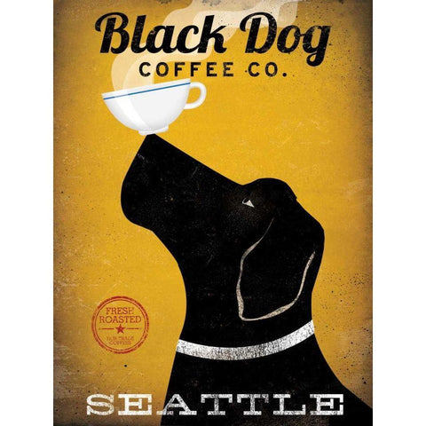 Black Dog Coffee Co Seattle White Modern Wood Framed Art Print by Fowler, Ryan