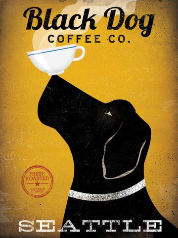 Black Dog Coffee Co Seattle White Modern Wood Framed Art Print with Double Matting by Fowler, Ryan