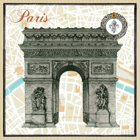 Monuments des Paris Arc Black Modern Wood Framed Art Print with Double Matting by Schlabach, Sue