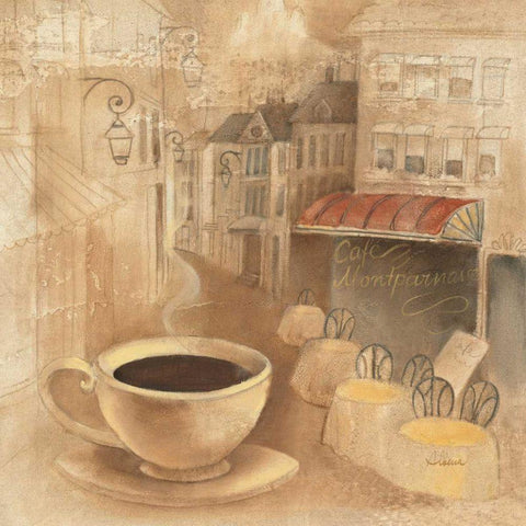 Cafe de Paris I White Modern Wood Framed Art Print with Double Matting by Hristova, Albena