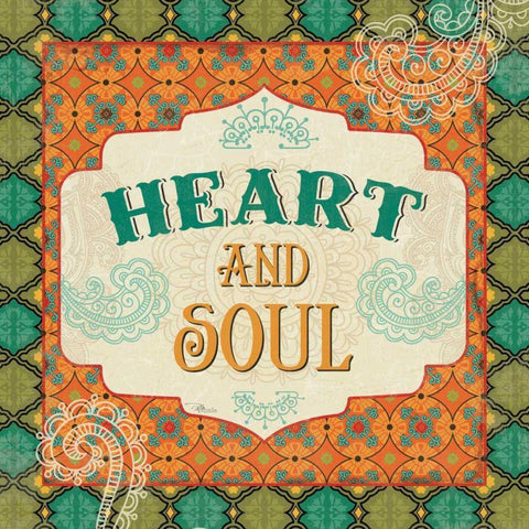 Indian Breeze Words III Black Ornate Wood Framed Art Print with Double Matting by Pela Studio