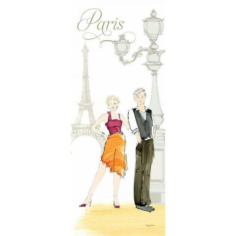 Paris Lovers White Modern Wood Framed Art Print by Tillmon, Avery