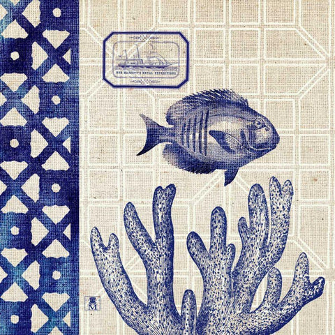 Sea Shore Square I Black Modern Wood Framed Art Print with Double Matting by Studio Mousseau