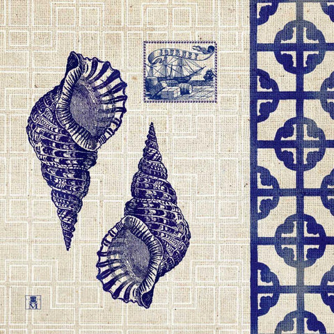 Sea Shore Square IV Black Ornate Wood Framed Art Print with Double Matting by Studio Mousseau