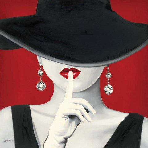 Haute Chapeau Rouge I Black Modern Wood Framed Art Print by Fabiano, Marco