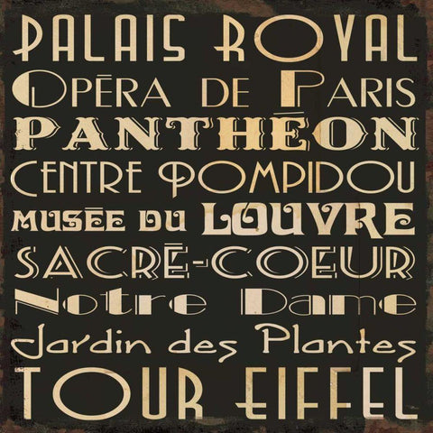 Paris Collage IV Black Modern Wood Framed Art Print by Pela Studio