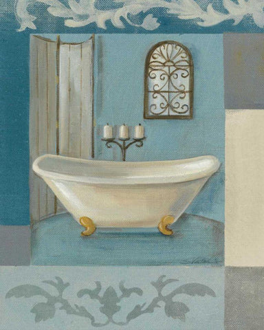 Antique Bath I White Modern Wood Framed Art Print with Double Matting by Vassileva, Silvia