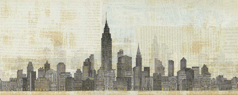 Empire Skyline Black Ornate Wood Framed Art Print with Double Matting by Tillmon, Avery