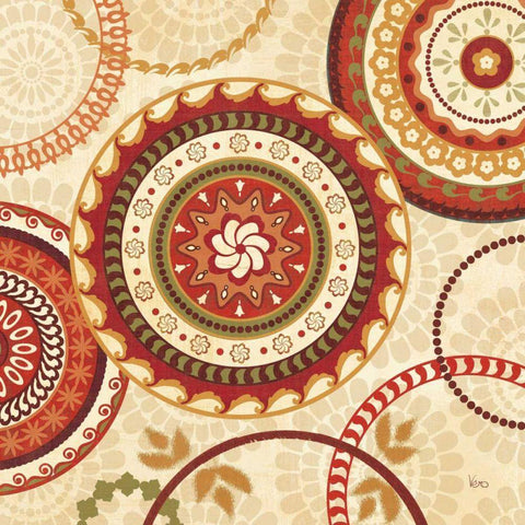 Owl Forest Suzani I Black Modern Wood Framed Art Print by Charron, Veronique