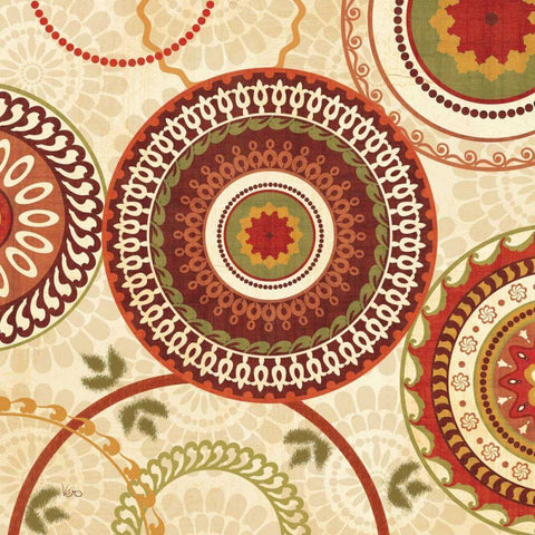 Owl Forest Suzani II Black Modern Wood Framed Art Print with Double Matting by Charron, Veronique