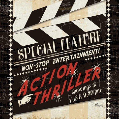 Action Thriller White Modern Wood Framed Art Print with Double Matting by Pela Studio