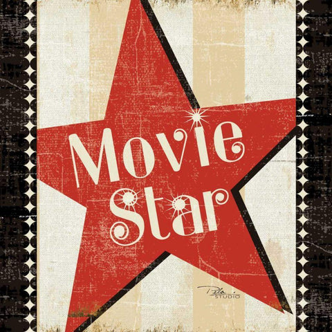 Movie Star Black Modern Wood Framed Art Print by Pela Studio