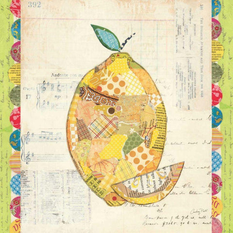 Fruit Collage II - Lemon White Modern Wood Framed Art Print with Double Matting by Prahl, Courtney