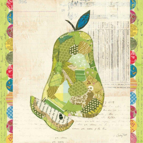 Fruit Collage III - Pear Black Modern Wood Framed Art Print with Double Matting by Prahl, Courtney