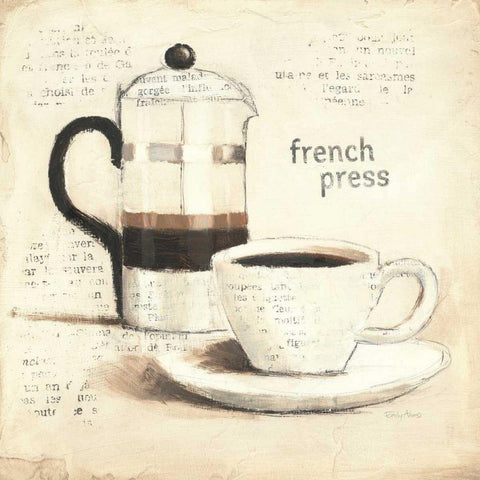 Parisian Coffee III Black Ornate Wood Framed Art Print with Double Matting by Adams, Emily