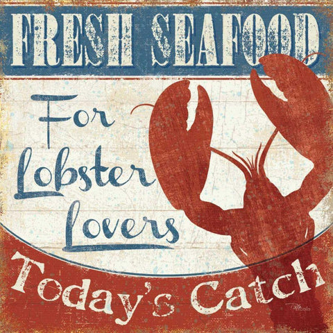 Fresh Seafood I White Modern Wood Framed Art Print by Pela Studio