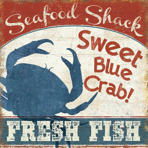 Fresh Seafood II White Modern Wood Framed Art Print by Pela Studio