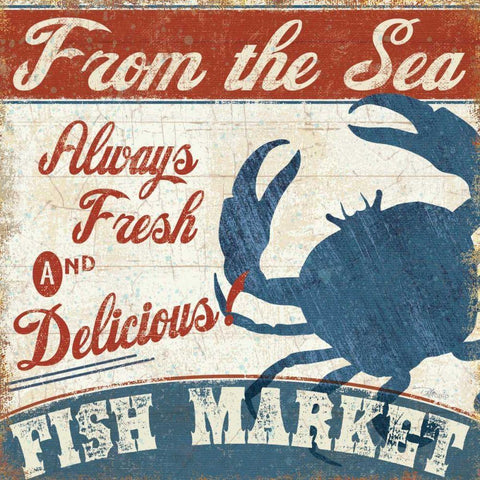 Fresh Seafood IV White Modern Wood Framed Art Print with Double Matting by Pela Studio