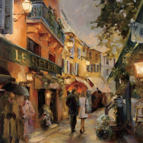 Evening in Paris White Modern Wood Framed Art Print with Double Matting by Hageman, Marilyn