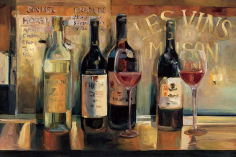 Les Vins Maison White Modern Wood Framed Art Print with Double Matting by Hageman, Marilyn