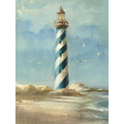 Lighthouse I Black Modern Wood Framed Art Print with Double Matting by Nai, Danhui