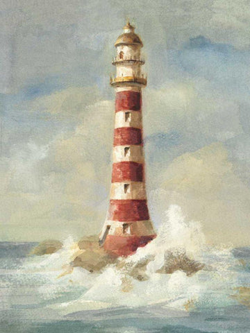 Lighthouse II White Modern Wood Framed Art Print with Double Matting by Nai, Danhui