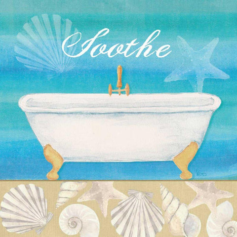 Seashells Bath II White Modern Wood Framed Art Print by Charron, Veronique
