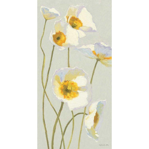 White on White Poppies Panel I Black Modern Wood Framed Art Print by Novak, Shirley