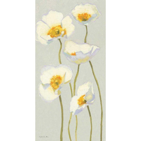White on White Poppies Panel II Black Modern Wood Framed Art Print by Novak, Shirley