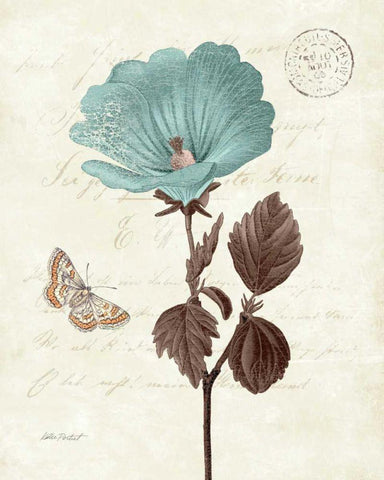 Touch of Blue III White Modern Wood Framed Art Print with Double Matting by Pertiet, Katie